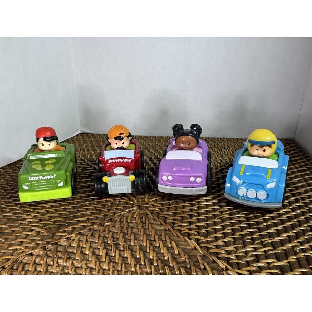 Fisher Price Little People Wheelies Helping City Red Hot Rod Dino Purple Car